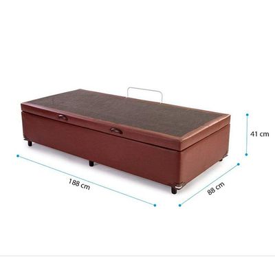 Cama Baú Solteiro 88 Tecido Sintético Marrom Com Colchão Toronto Molas Ensacadas Branco D33