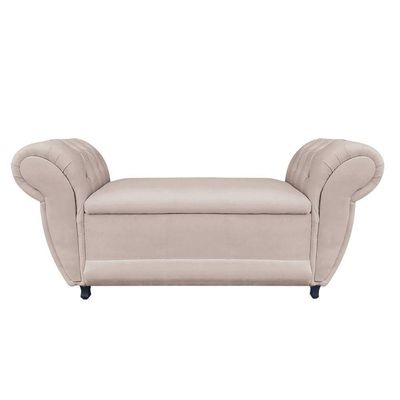 Recamier com Baú Grécia Suede Bege