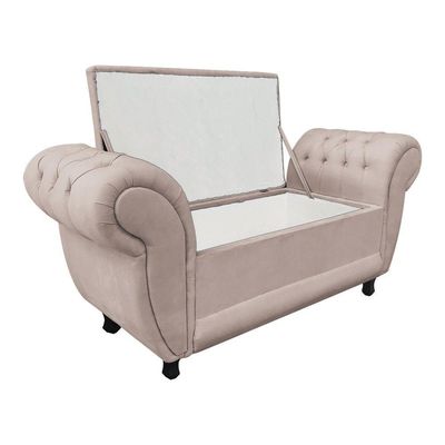 Recamier com Baú Grécia Suede Bege