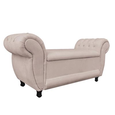 Recamier com Baú Grécia Suede Bege