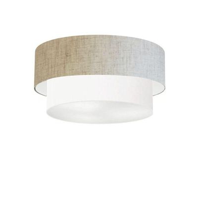 Plafon Duplo Cilíndrico Vivare Md-3062 Cúpula Em Tecido Bivolt Rustico-bege-branco 127/220v