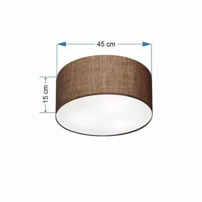 Plafon Cilíndrico Md-3047 Cúpula Em Tecido 45x15cm Café - Bivolt
