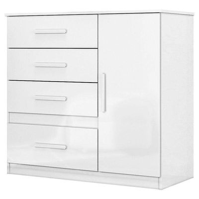 Guarda Roupa Com Espelho Infantil Sobral Com Cômoda Vênus E Armário Multiuso New íris Branco Brilho – Moval