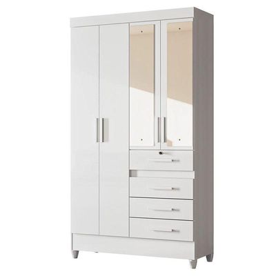 Guarda Roupa Com Espelho Infantil Sobral Com Cômoda Vênus E Armário Multiuso New íris Branco Brilho – Moval
