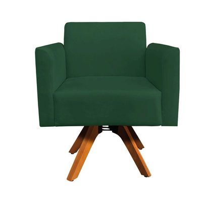 Poltrona Marisa Suede Verde Base Madeira