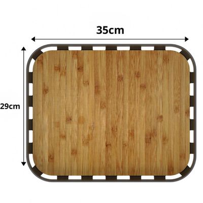 Bandeja Retangular para Servir 35x29cm Preto Bambu Lanche Café Petiscos Ou Decoração