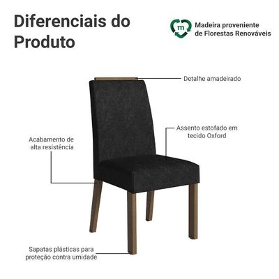 Kit 4 Cadeiras De Jantar 4255 Com Espaldar Rustic-oxford Madesa