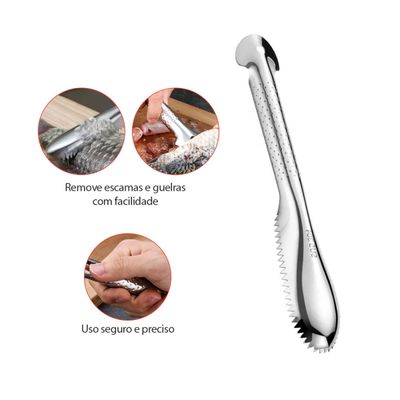 Espatula Raspador Limpador de Escamas de Peixe Aço Inox
