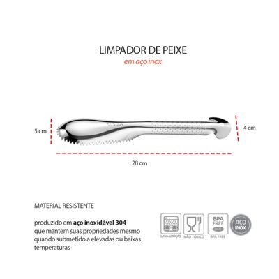Espatula Raspador Limpador de Escamas de Peixe Aço Inox