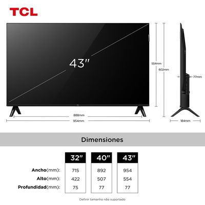 Smart TV 43 Polegadas Google TV QLED 43S5K TCL Preto / Bivolt
