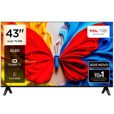 Smart TV 43 Polegadas Google TV QLED 43S5K TCL Preto / Bivolt
