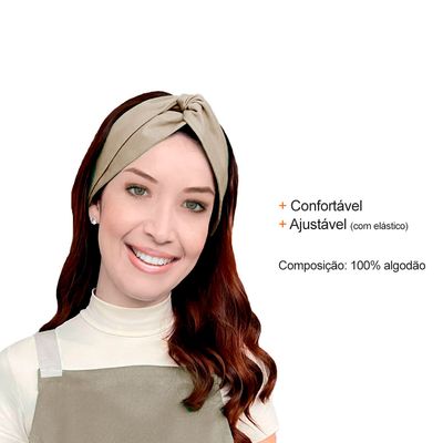 Avental e Faixa de Cabelo Bege Laranja Chef Cozinha Bistro