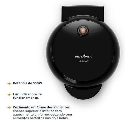 Mini Grill E Sanduicheira Britânia 550W Chapas Lisas BGRE03A 220V