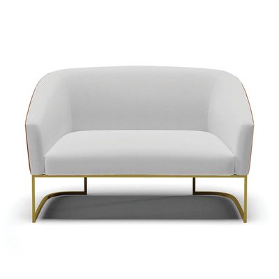 Sofá 2 Lugares Namoradeira Industrial Dourado Stella Noz/Linho Cinza D03 - D'Rossi