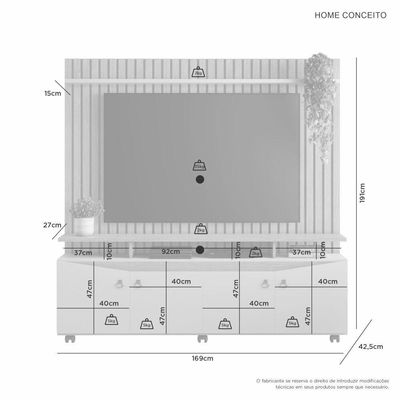 Estante Home Para Tv Até 65 Polegadas Conceito Candian Jcm Movelaria Cinamomo-off White