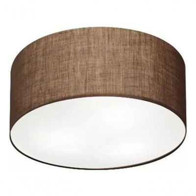 Plafon Cilíndrico Md-3013 Cúpula Em Tecido 60x21cm Café - Bivolt
