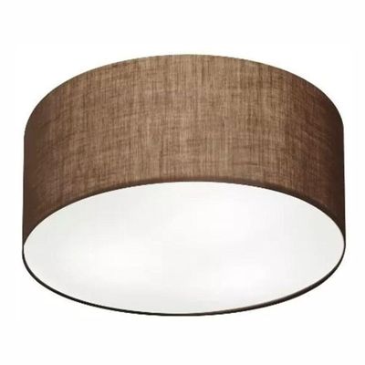 Plafon Cilíndrico Md-3013 Cúpula Em Tecido 60x21cm Café - Bivolt