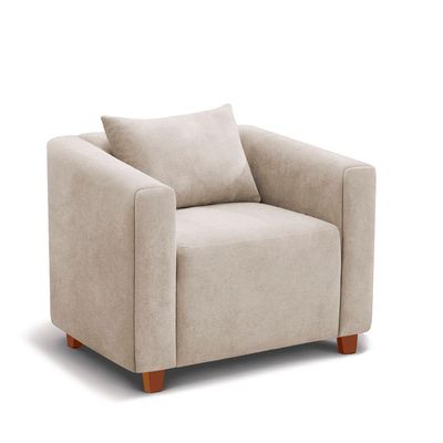 Poltrona Decorativa Helena Veludo Bege - Inova Decorações