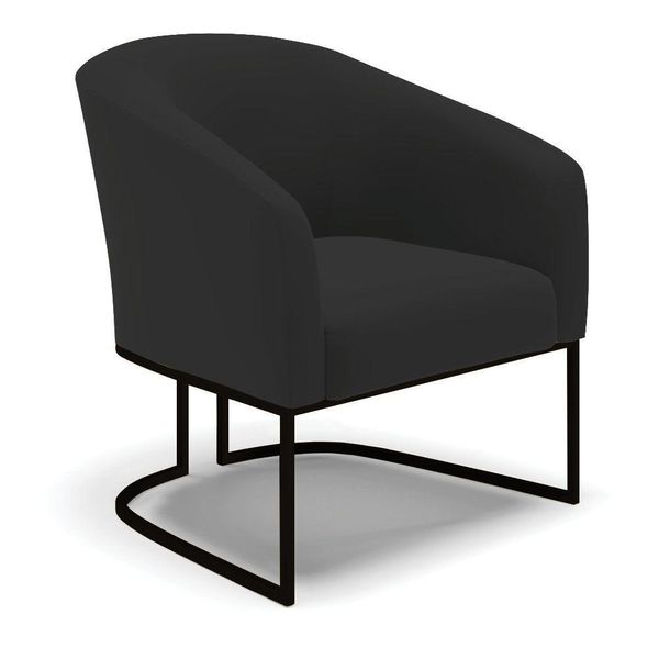 Poltrona Stella Veludo Preto Base Industrial Preto - D'Rossi