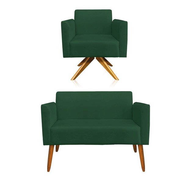 01 Namoradeira E 01 Poltrona Marisa Suede Verde