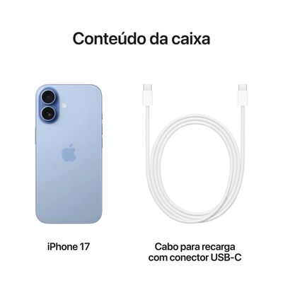 iPhone 17 Apple (256GB) Azul-Névoa, Tela de 6,3", 5G e Câmera de 48MP