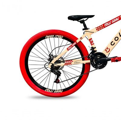 Bicicleta Grau Aro 26 21 Marchas Colli Bege-vermelho