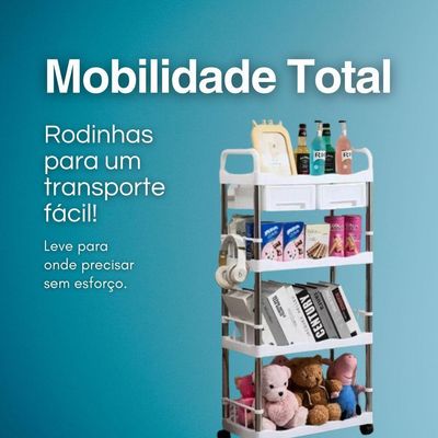 Estante Organizadora Modular 4 Andares Com Gavetas, Para Casa E Escritório