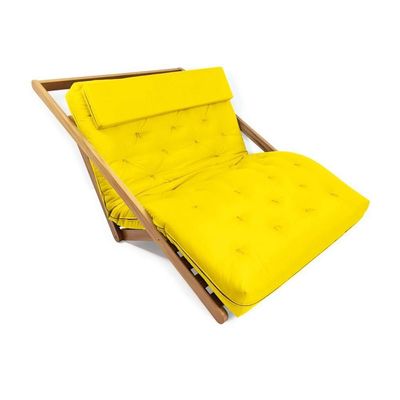 Poltrona New York Reclinável Casal Futon Amarelo Sala De Estar
