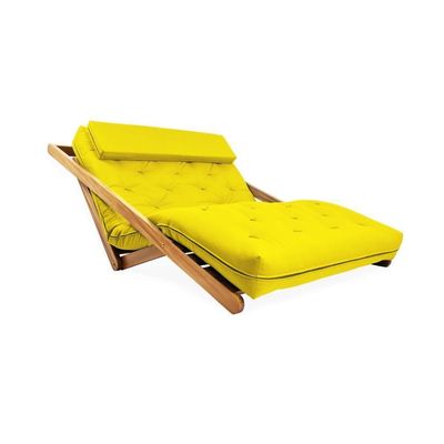 Poltrona New York Reclinável Casal Futon Amarelo Sala De Estar
