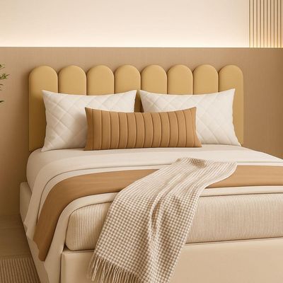 Cabeceira Nuvem Suede Queen Size Com 8 Placas Macias 60x20cm Areia