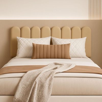 Cabeceira Nuvem Suede Queen Size Com 8 Placas Macias 60x20cm Areia