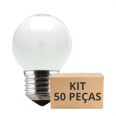 Kit 50 Lâmpadas Incandescente Bolinha Colorida 15w E27 Taschibra Leitosa 220v
