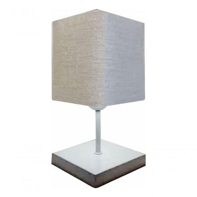 Abajur Luminária Mesa Quarto Sala Moderno Vivare Md-2008br Cúpula Em Tecido - Bivolt Branco-rustico-cinza 127/220v