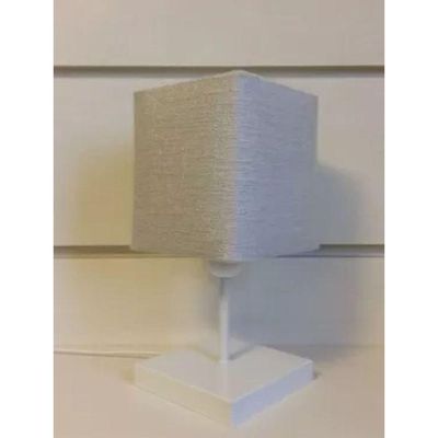 Abajur Luminária Mesa Quarto Sala Moderno Vivare Md-2008br Cúpula Em Tecido - Bivolt Branco-rustico-cinza 127/220v