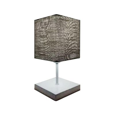 Abajur Luminária Mesa Quarto Sala Moderno Vivare Md-2008br Cúpula Em Tecido - Bivolt Branco-rustico-cinza 127/220v