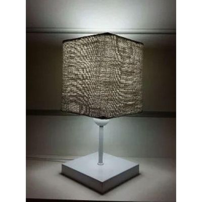 Abajur Luminária Mesa Quarto Sala Moderno Vivare Md-2008br Cúpula Em Tecido - Bivolt Branco-rustico-cinza 127/220v