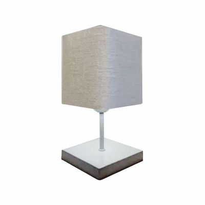 Abajur Luminária Mesa Quarto Sala Moderno Vivare Md-2008br Cúpula Em Tecido - Bivolt Branco-rustico-cinza 127/220v