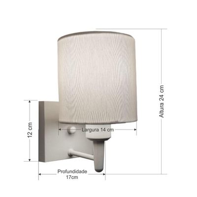 Arandela Quadrada Md-2033 Branco Cúpula Em Tecido Cilíndrica Branco - Bivolt