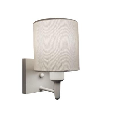 Arandela Quadrada Md-2033 Branco Cúpula Em Tecido Cilíndrica Branco - Bivolt