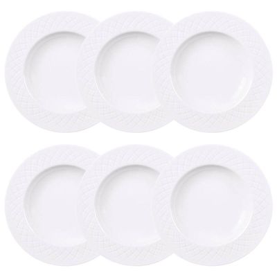 Jogo 6 Pratos Fundos Porcelana Branca 23cm Mesa Posta Aba Larga 330ml Tramontina Ingrid