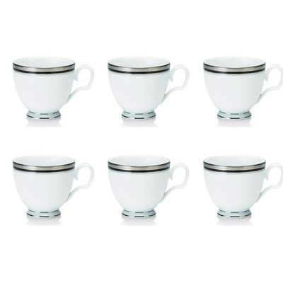 Jogo de xícaras chá em porcelana Noritake Austin Platinum 6 peças
