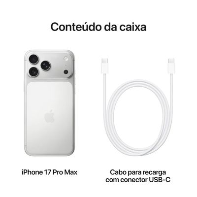 iPhone 17 Pro Max (256GB) Prateado, Tela de 6,9", 5G e Câmera de 48MP