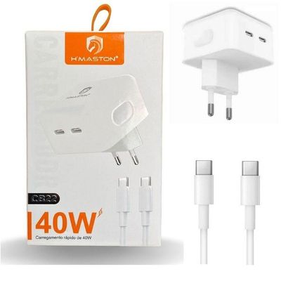 Carregador Turbo Duplo Type-c Para Galaxy S10 S20 S21 S22 Plus 40w