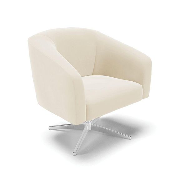 Poltrona Giratória Stella Veludo Base Cromada Bege Poltrona Giratória Stella Veludo Base Cromada Bege