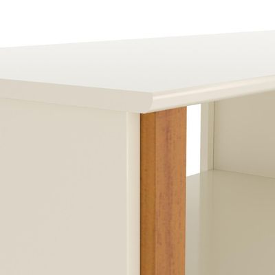 Rack Tv 32 Polegadas Com 3 Prateleiras E Painel 90cm Asteca - Off White E Cedro