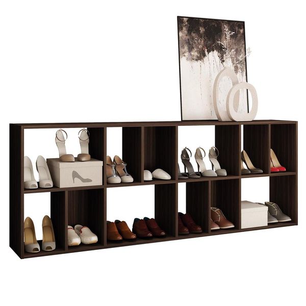 Estante Sapateira Organizador 12 Espaços Side Marrom Caemmun Estante Sapateira Organizador 12 Espaços Side Marrom Caemmun