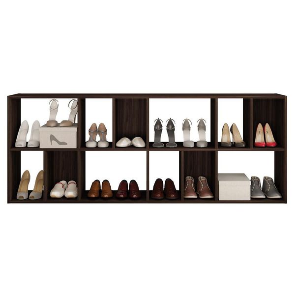 Banco Sapateira Organizadora 12 Nichos Marrom Side Caemmun Banco Sapateira Organizadora 12 Nichos Marrom Side Caemmun