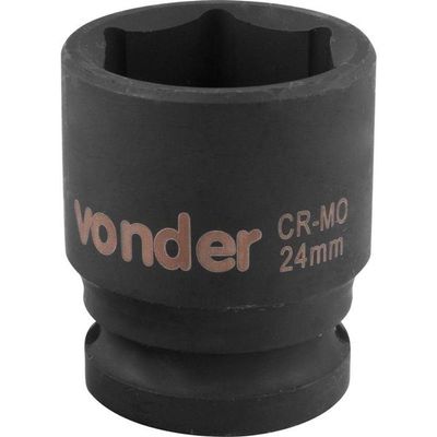 Soquete Sextavado Impacto Encaixe 1-2" 24mm Aço Cromo Vonder