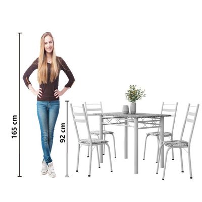 Conjunto De Mesa Sala De Jantar Com 4 Cadeiras Leia