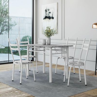Conjunto De Mesa Sala De Jantar Com 4 Cadeiras Leia
